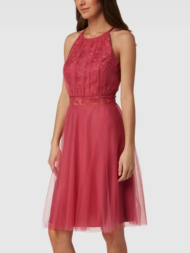 V.M. Cocktailkleid Mit Spitzen-Besatz - Hellrot 4 V.M. Cocktailkleid Mit Spitzen-Besatz - Hellrot – Bild 4