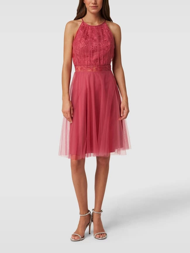 V.M. Cocktailkleid Mit Spitzen-Besatz - Hellrot 1 V.M. Cocktailkleid Mit Spitzen-Besatz - Hellrot