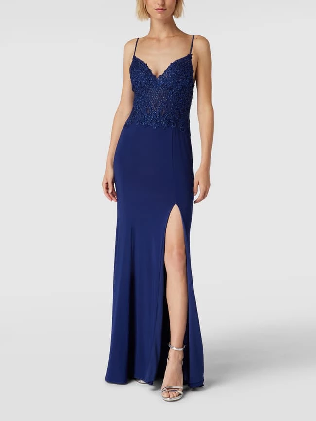 Mascara Abendkleid Mit Ziersteinbesatz - Blau 1 Mascara Abendkleid Mit Ziersteinbesatz - Blau