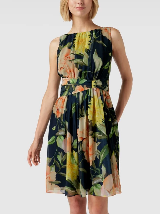 Swing Cocktailkleid Mit Floralem Allover-Muster - Dunkelblau 4 Swing Cocktailkleid Mit Floralem Allover-Muster - Dunkelblau – Bild 4