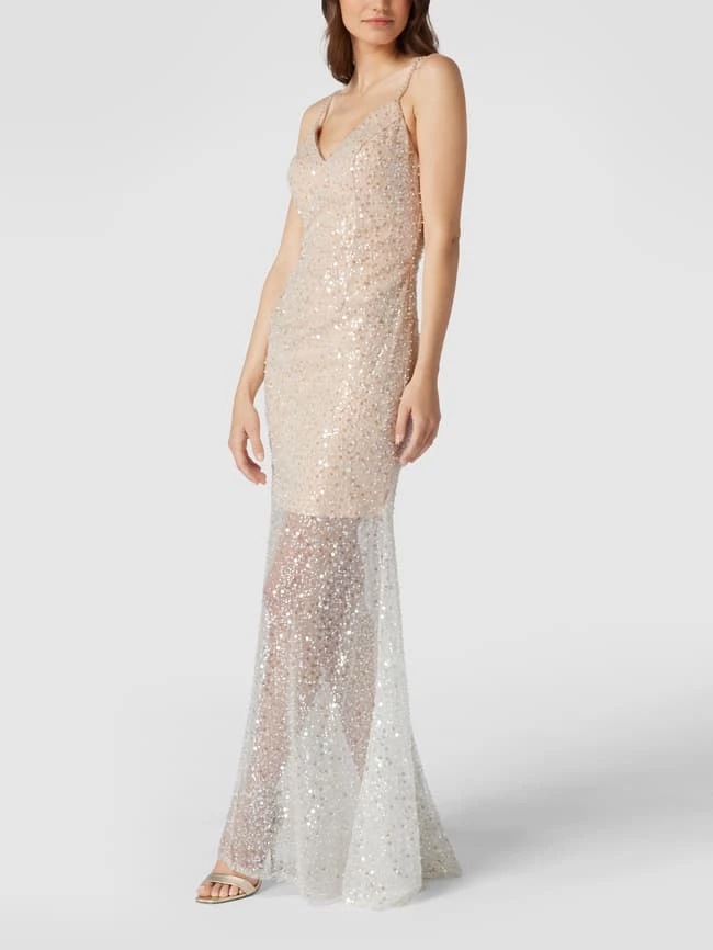 Unique Abendkleid Mit Stola - Offwhite 4 Unique Abendkleid Mit Stola - Offwhite – Bild 4