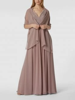 Mascara Abendkleid Mit Spitzenbesatz - Mauve