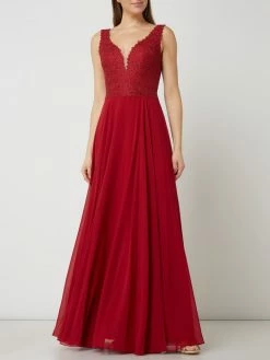 Luxuar Abendkleid Mit Zierborten Und Ziersteinen - Rot