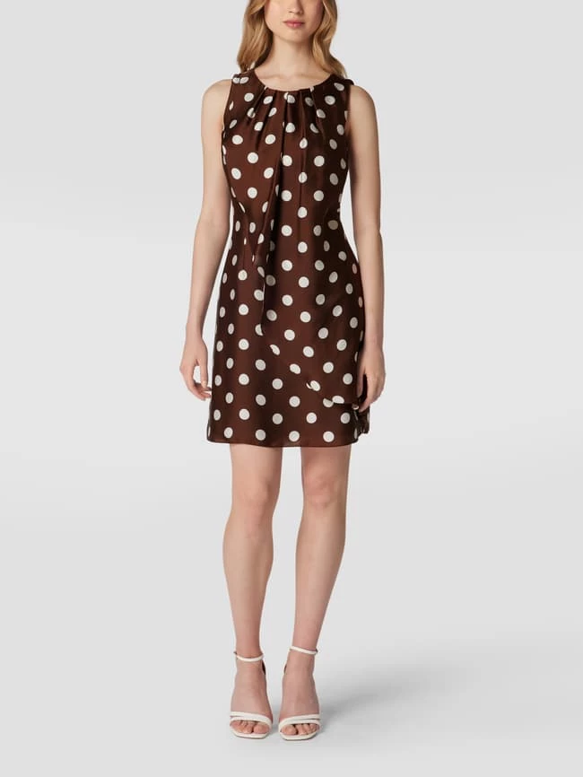 Swing Cocktailkleid Mit Polka Dots - Schokobraun 1 Swing Cocktailkleid Mit Polka Dots - Schokobraun
