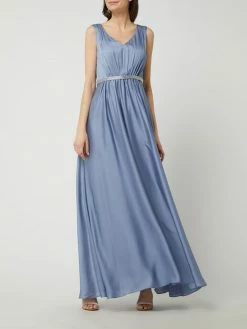 Christian Berg Cocktail Abendkleid Aus Chiffon Mit Zierperlen - Blau