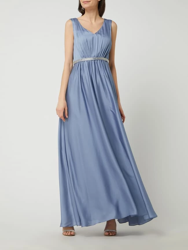 Christian Berg Cocktail Abendkleid Aus Chiffon Mit Zierperlen - Blau 1 Christian Berg Cocktail Abendkleid Aus Chiffon Mit Zierperlen - Blau
