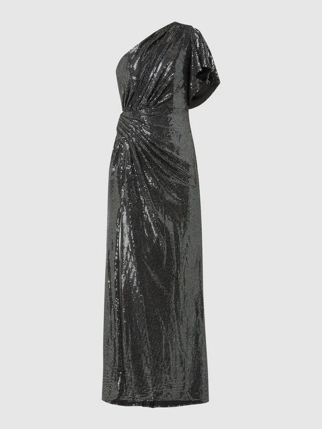 Luxuar Kleid Mit One-Shoulder-Träger - Metallic Schwarz 2 Luxuar Kleid Mit One-Shoulder-Träger - Metallic Schwarz – Bild 2