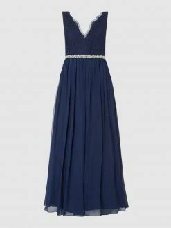 My Mascara Curves PLUS SIZE Abendkleid Mit Floralen Stickereien - Dunkelblau