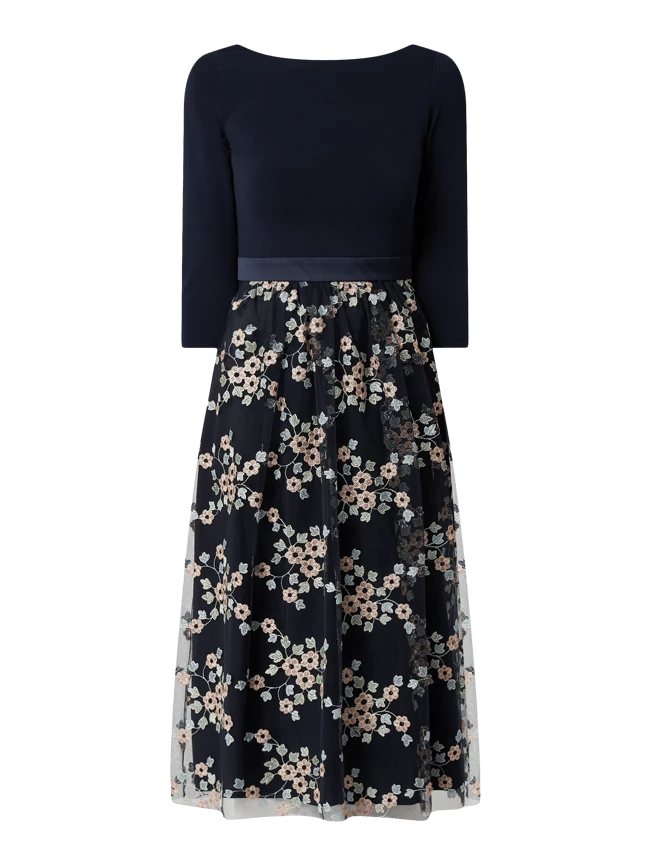 Swing Cocktailkleid Mit 3/4-Arm - Dunkelblau 2 Swing Cocktailkleid Mit 3/4-Arm - Dunkelblau – Bild 2