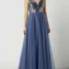 V.M. Abendkleid Aus Tüll Mit Pailletten - Blau