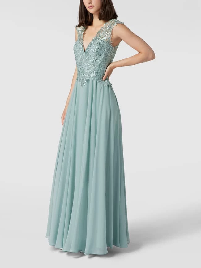 Luxuar Abendkleid In Maxilänge Mit Floraler Stickerei - Mint 4 Luxuar Abendkleid In Maxilänge Mit Floraler Stickerei - Mint – Bild 4
