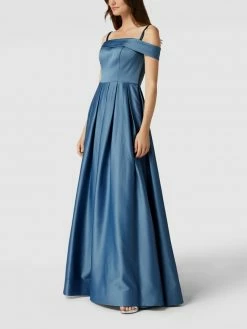 Unique Abendkleid In Maxilänge Mit Carmen-Ausschnitt - Bleu