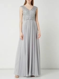 Luxuar Abendkleid Mit Ziersteinen - Mittelgrau