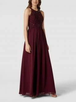 Laona Abendkleid Mit Floralen Stickereien Und Zierbesatz - Bordeaux Rot