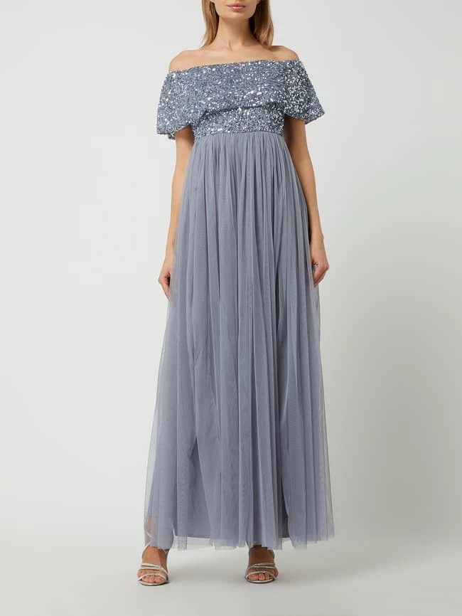 MAYA DELUXE Abendkleid Im Off-Shoulder-Look - Rauchblau 1 MAYA DELUXE Abendkleid Im Off-Shoulder-Look - Rauchblau
