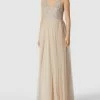 LACE & BEADS Abendkleid Mit Zierperlen Und Pailletten - Beige