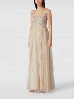 LACE & BEADS Abendkleid Mit Zierperlen Und Pailletten - Beige