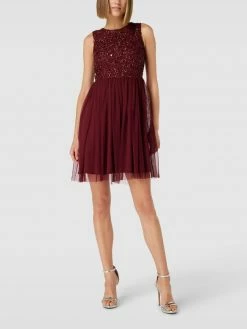 LACE & BEADS Cocktailkleid Mit Paillettenbesatz - Bordeaux Rot