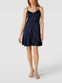 V.M. Cocktailkleid Mit Volants - Marineblau