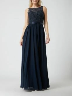 Luxuar Abendkleid Mit Floralen Stickereien - Marineblau