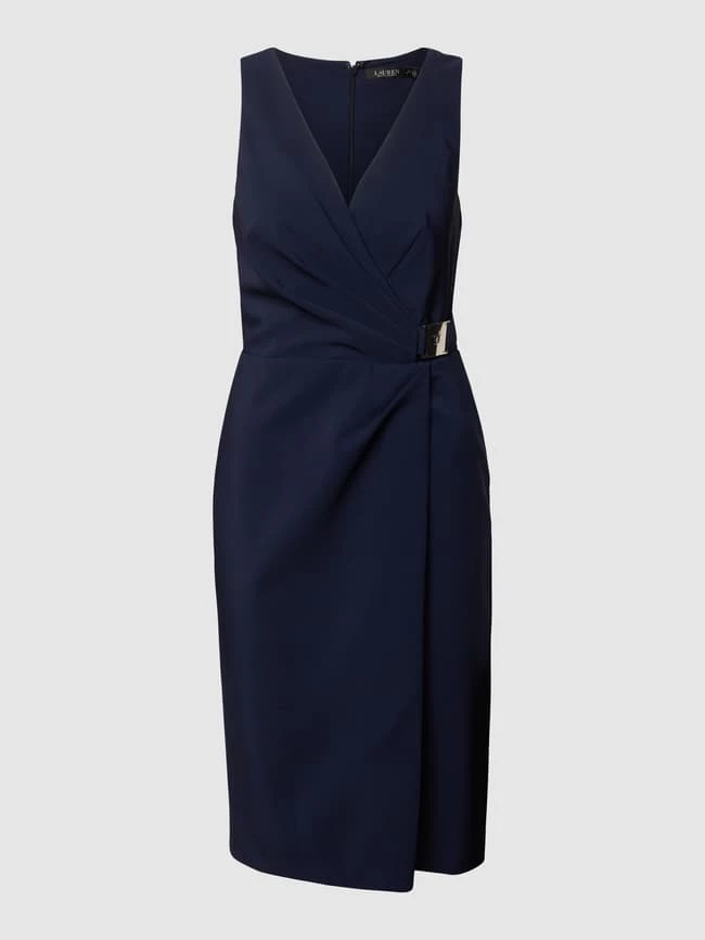 Lauren Ralph Lauren Knielanges Cocktailkleid Mit V-Ausschnitt - Marineblau 2 Lauren Ralph Lauren Knielanges Cocktailkleid Mit V-Ausschnitt - Marineblau – Bild 2