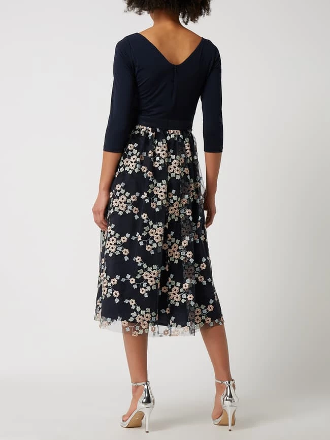 Swing Cocktailkleid Mit 3/4-Arm - Dunkelblau 4 Swing Cocktailkleid Mit 3/4-Arm - Dunkelblau – Bild 4