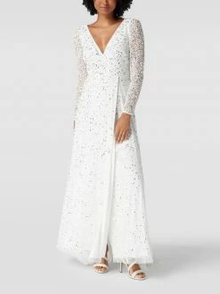 LACE & BEADS Abendkleid In Maxilänge Mit Paillettenbesatz - Offwhite