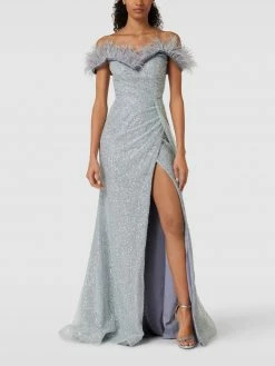 Luxuar Abendkleid Mit Paillettenbesatz - Rauchblau