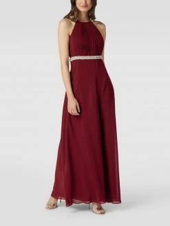 Jake*s-shop 34 V.M. Abendkleid In Maxilänge Mit Strasssteinbesatz - Kirschrot