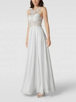 Mascara Abendkleid Mit Floralen Stickereien - Offwhite