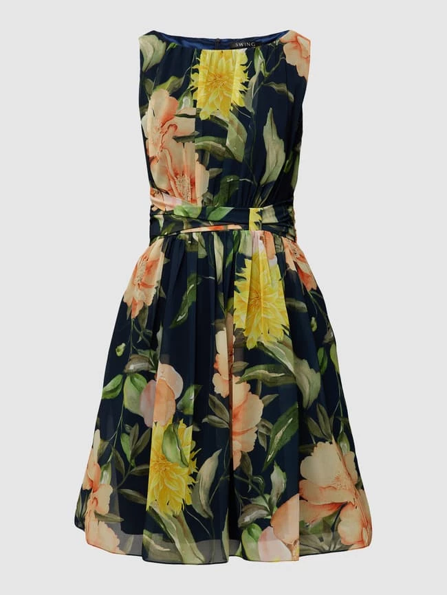 Swing Cocktailkleid Mit Floralem Allover-Muster - Dunkelblau 2 Swing Cocktailkleid Mit Floralem Allover-Muster - Dunkelblau – Bild 2