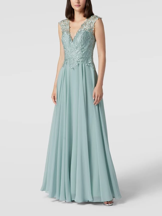 Luxuar Abendkleid In Maxilänge Mit Floraler Stickerei - Mint 1 Luxuar Abendkleid In Maxilänge Mit Floraler Stickerei - Mint