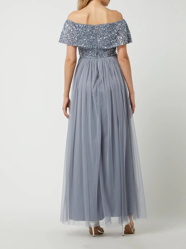 MAYA DELUXE Abendkleid Im Off-Shoulder-Look - Rauchblau 4 MAYA DELUXE Abendkleid Im Off-Shoulder-Look - Rauchblau – Bild 4
