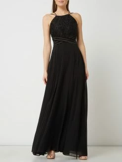 Jake*s Cocktail Abendkleid Mit Effektgarn Und Zierperlen - Schwarz