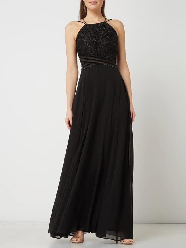 Jake*s Cocktail Abendkleid Mit Effektgarn Und Zierperlen - Schwarz 1 Jake*s Cocktail Abendkleid Mit Effektgarn Und Zierperlen - Schwarz