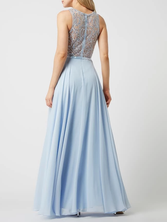 Luxuar Abendkleid Mit Floralen Stickereien - Hellblau 4 Luxuar Abendkleid Mit Floralen Stickereien - Hellblau – Bild 4