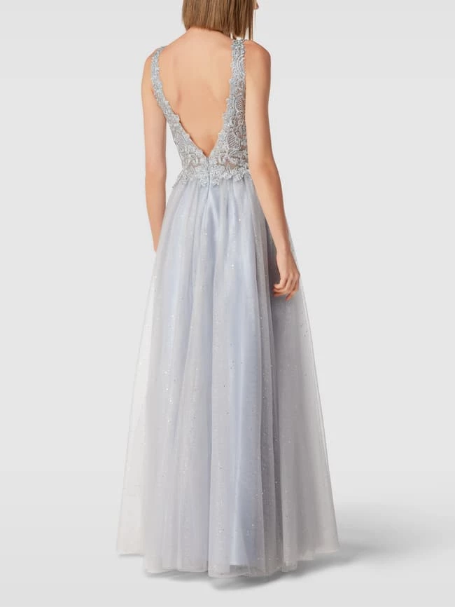 Mascara Abendkleid Mit Floralem Muster - Rauchblau 5 Mascara Abendkleid Mit Floralem Muster - Rauchblau – Bild 5