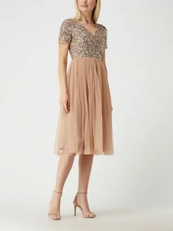 MAYA DELUXE Cocktailkleid Mit Pailletten - Taupe