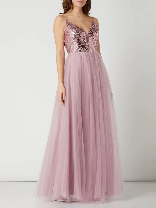 V.M. Abendkleid Aus Tüll Mit Pailletten - Altrosa 1 V.M. Abendkleid Aus Tüll Mit Pailletten - Altrosa