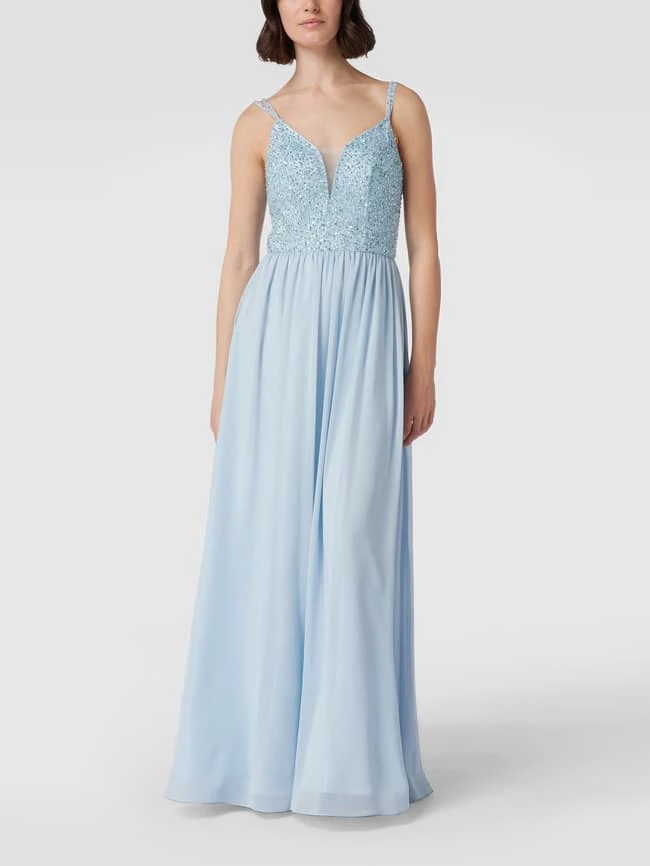 Mascara Abendkleid Mit Pailletten Und Ziersteinen - Bleu 1 Mascara Abendkleid Mit Pailletten Und Ziersteinen - Bleu