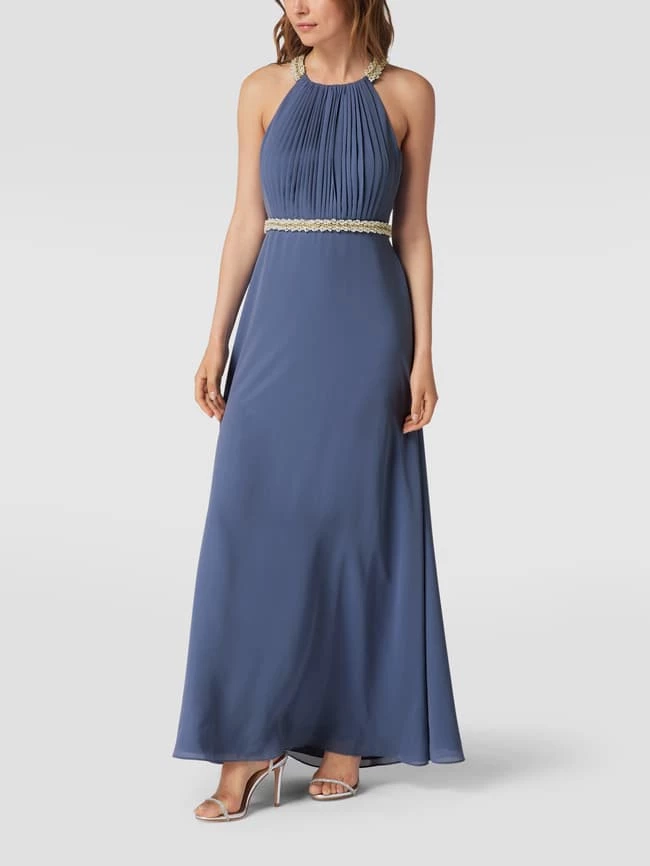 V.M. Abendkleid In Maxilänge Mit Strasssteinbesatz - Blau 4 V.M. Abendkleid In Maxilänge Mit Strasssteinbesatz - Blau – Bild 4
