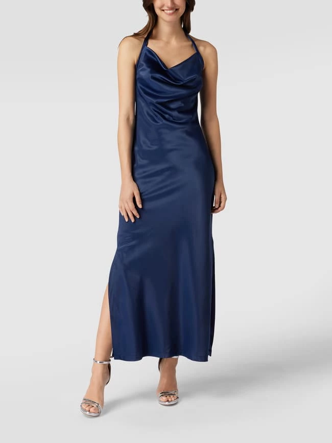 Paradi Abendkleid Mit Wasserfall-Ausschnitt - Dunkelblau 1 Paradi Abendkleid Mit Wasserfall-Ausschnitt - Dunkelblau