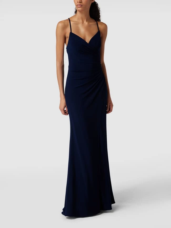 Luxuar Abendkleid Mit Gelegten Falten - Dunkelblau 1 Luxuar Abendkleid Mit Gelegten Falten - Dunkelblau
