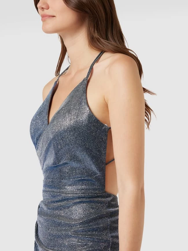 Unique Abendkleid In Maxilänge Mit V-Ausschnitt - Bleu 3 Unique Abendkleid In Maxilänge Mit V-Ausschnitt - Bleu – Bild 3