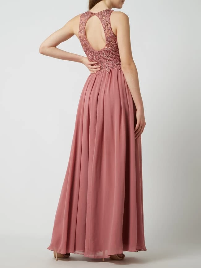 Laona Abendkleid Mit Floralen Stickereien Und Zierperlen - Rosa 4 Laona Abendkleid Mit Floralen Stickereien Und Zierperlen - Rosa – Bild 4