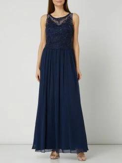 Mascara Abendkleid Mit Floralen Stickereien - Dunkelblau