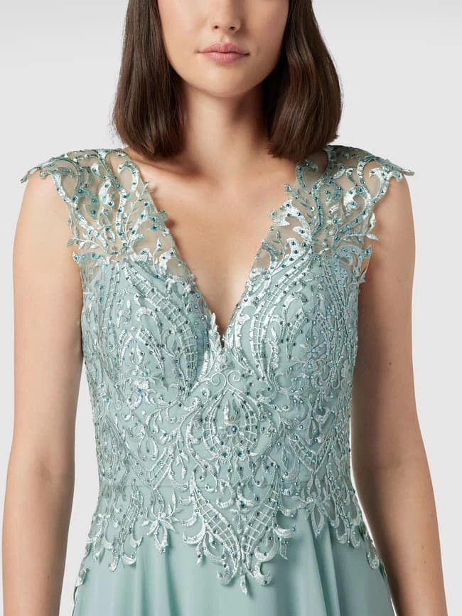 Luxuar Abendkleid In Maxilänge Mit Floraler Stickerei - Mint 3 Luxuar Abendkleid In Maxilänge Mit Floraler Stickerei - Mint – Bild 3