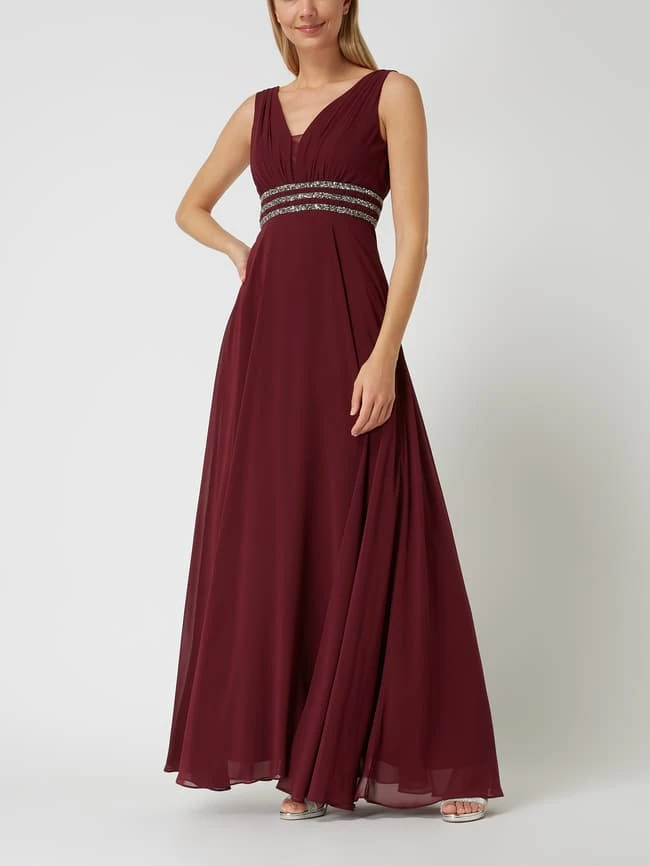 Jake*s Cocktail Abendkleid Aus Chiffon Mit Strasssteinen - Kirschrot Meliert 1 Jake*s Cocktail Abendkleid Aus Chiffon Mit Strasssteinen - Kirschrot Meliert