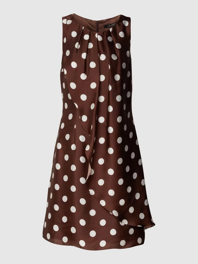 Swing Cocktailkleid Mit Polka Dots - Schokobraun 2 Swing Cocktailkleid Mit Polka Dots - Schokobraun – Bild 2
