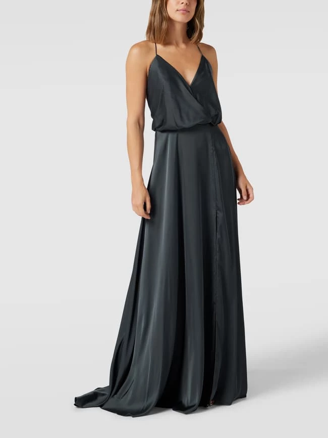 Unique Abendkleid Mit Spaghettiträgern - Dunkelgrün 1 Unique Abendkleid Mit Spaghettiträgern - Dunkelgrün